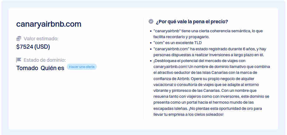 Se vende CanaryAirbnb.com: Ventajas Competitivas